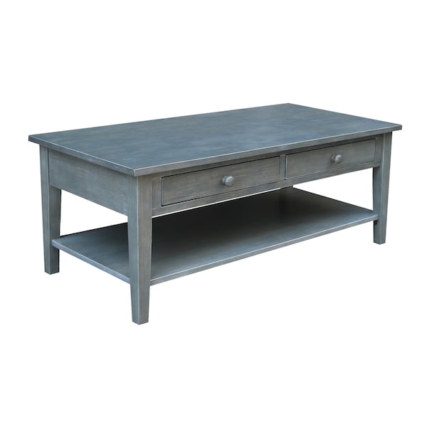 International Concepts Rectangle Spencer Coffee Table, 48 in W X 24 in L X 19 in H, Wood, Antique Washed Heather Gray OT105-8C - main